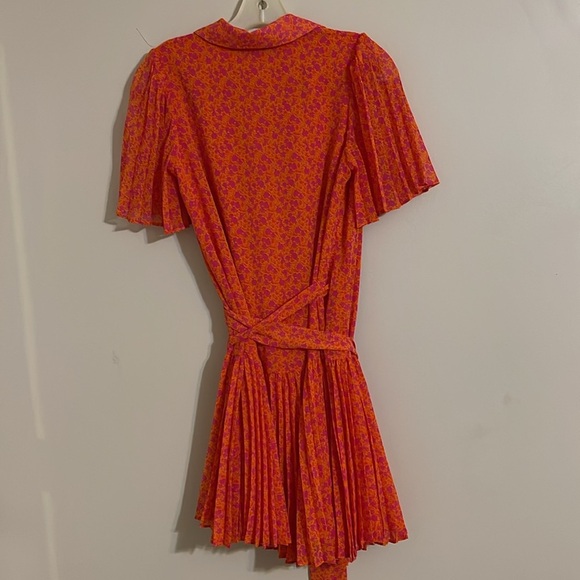 ALEXIS for Target orange and pink floral flutter sleeve pleated wrap dress XS - Picture 6 of 6